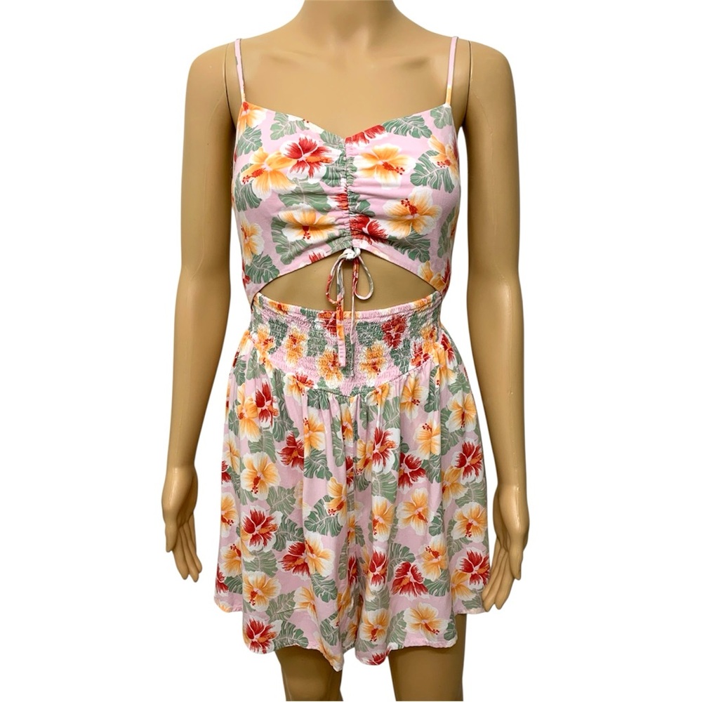 Hollister Floral Hawaiian Smocked Dress Flowy Romper women’s size S